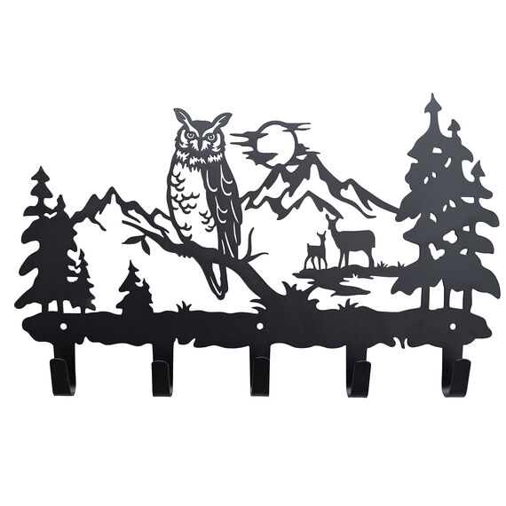 VIVICOMFY Metall-Eulen-Haken, Wandkunst-Dekor, zum Aufhängen von Kleidern, Schlüsseln, Hut, Rucksack, Tier-Themen-Haken, hübsche Heimdekoration für Aufbewahrung, Wohnzimmer, Flur, Büro, Schwarz