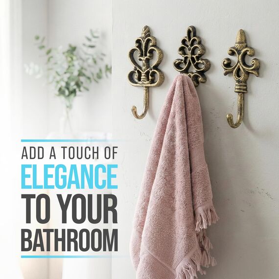 Comfify Dekorativer Shabby Chic Wandhaken - Rustikal - Antik anmutend - Französischer Landhaus-Charme - Große Dekorative Hängehaken - 3er Set - Schrauben und Dübel zur Montage inklusive