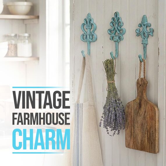 Comfify Dekorativer Shabby Chic Wandhaken - Rustikal - Antik anmutend - Französischer Landhaus-Charme - Große Dekorative Hängehaken - 3er Set - Schrauben und Dübel zur Montage inklusive