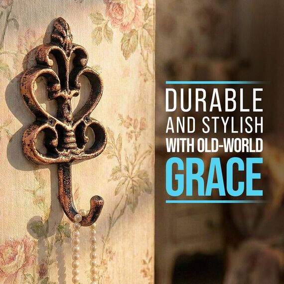 Comfify Dekorativer Shabby Chic Wandhaken - Rustikal - Antik anmutend - Französischer Landhaus-Charme - Große Dekorative Hängehaken - 3er Set - Schrauben und Dübel zur Montage inklusive