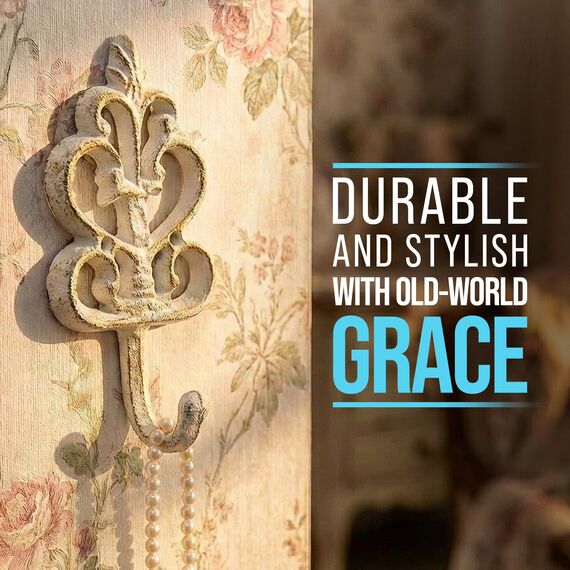 Comfify Dekorativer Shabby Chic Wandhaken - Rustikal - Antik anmutend - Französischer Landhaus-Charme - Große Dekorative Hängehaken - 3er Set - Schrauben und Dübel zur Montage inklusive