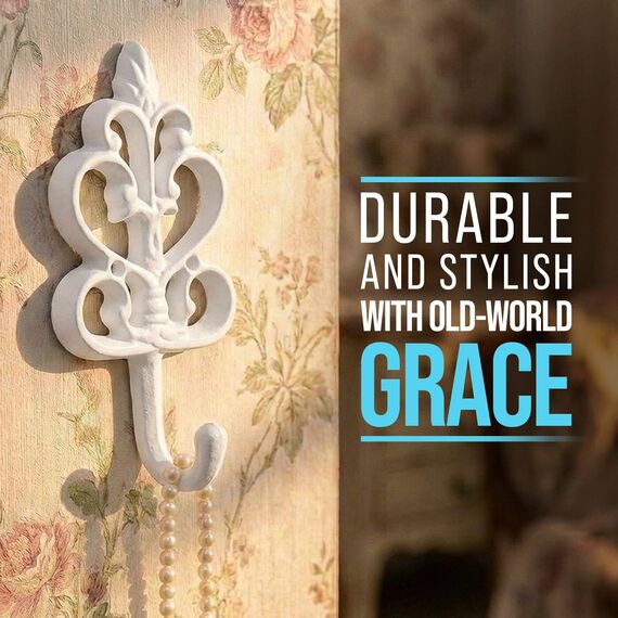 Comfify Dekorativer Shabby Chic Wandhaken - Rustikal - Antik anmutend - Französischer Landhaus-Charme - Große Dekorative Hängehaken - 3er Set - Schrauben und Dübel zur Montage inklusive