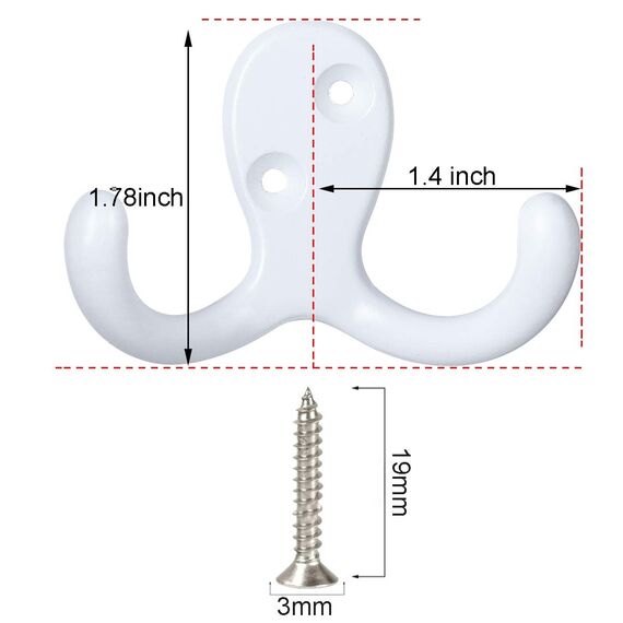 IBosins 28 Stück robuste Doppelzinken-Kleiderhaken zur Wandmontage mit 56 Schrauben, Retro-Doppelhaken zum Aufhängen von Mantel, Schal, Tasche, Handtuch, Schlüssel, Kappe, Tasse, Hut