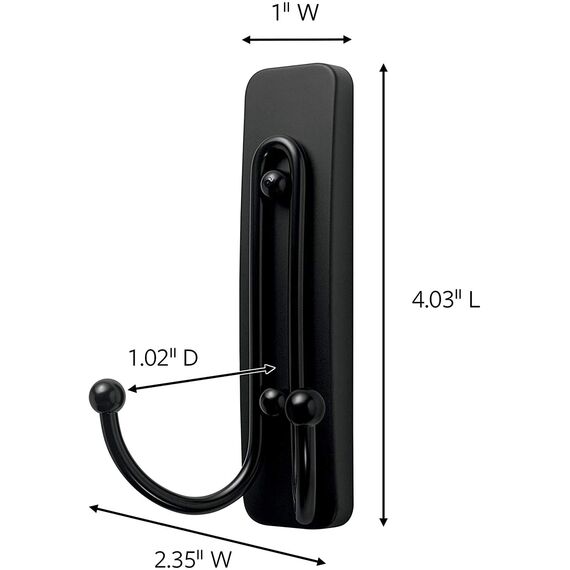 Command 17036BUKN Doppelhaken, groß, mattschwarz (Packung mit 4)