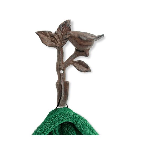 Comfify Vogel auf Ast Wandhaken - Metall, strapazierfähig, rustikal, Vintage, recyceltes Metall, dekorative Geschenkidee - 4.75x1.8x6 - Mit Schrauben und Dübeln - Braun