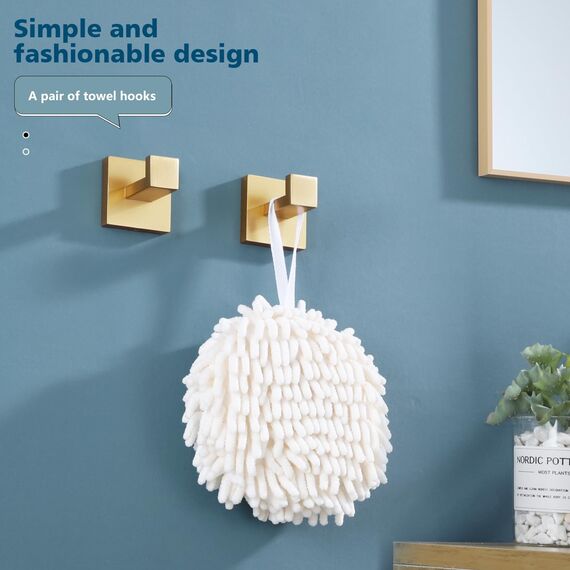 KOKOSIRI B1010BG-P2 Handtuchhaken, Wandhalterung, quadratisch, Kleiderhaken, Badezimmer, Küche, Garage, strapazierfähig, Wandmontage, SUS 304 Edelstahl, gebürstetes Gold, B1010BG-P2