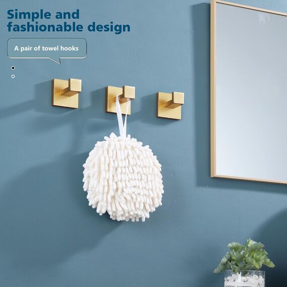 KOKOSIRI Bademantelhaken, Wandhalterung, quadratisch, Handtuchhaken, Kleiderhaken, Badezimmer, Küche, Garage, strapazierfähig, SUS 304 Edelstahl, 3 Stück, gebürstetes Gold, B1010BG-P3