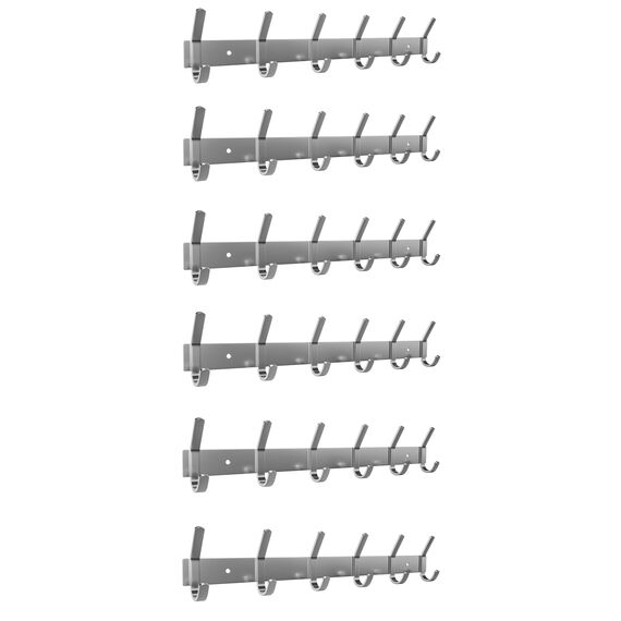 Garderobenleiste zur Wandmontage, gebürstetes Nickel, 43,2-cm-Edelstahl-Hakenleiste, 6 strapazierfähige Doppelhaken, für Eingangsbereich, Badezimmer, Schlafzimmer, Handtuch-, Hut-Organizer, 6er-Pack