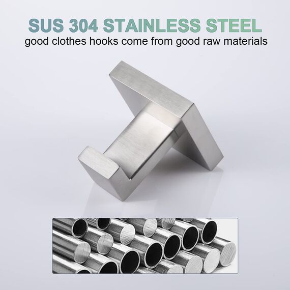 KOKOSIRI B1010BR-P2 Handtuchhaken, Wandhalterung, quadratisch, Kleiderhaken, Badezimmer, Küche, Garage, strapazierfähig, Wandmontage, SUS 304 Edelstahl, gebürstetes Nickel, B1010BR-P2