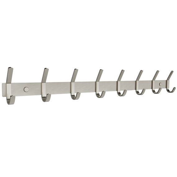 SAYONEYES Garderobenleiste zur Wandmontage, gebürstetes Nickel, 61-cm-Edelstahl-Hakenleiste mit 8 strapazierfähigen Doppelhaken, für Eingangsbereich, Badezimmer, Schlafzimmer, Handtuch-, Hut-Organizer