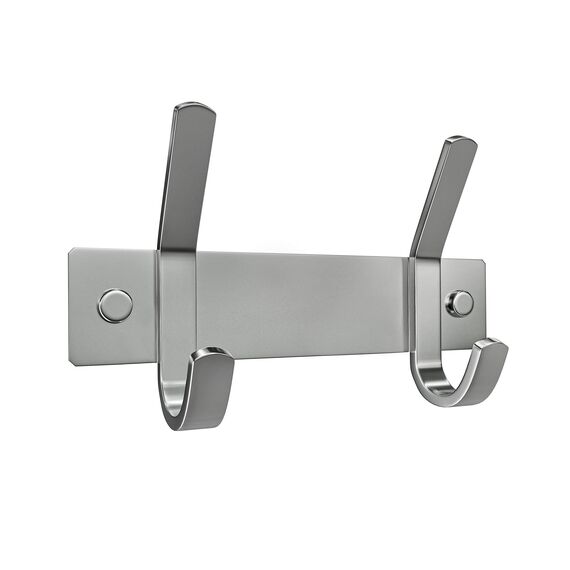 Kleine Garderobenleiste zur Wandmontage, gebürstetes Nickel, 15,2-cm-Edelstahl-Hakenleiste mit 2 strapazierfähigen Doppelhaken, für Eingangsbereich, Badezimmer, Schlafzimmer, Handtuch-, Hut-Organizer