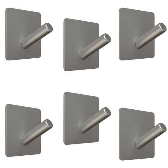 SAYONEYES Handtuchhaken aus gebürstetem Nickel, selbstklebend, für Badezimmer, Wandtür, SUS304 Edelstahl, starke Streifen, kleben auf 3M-Wandhaken zum Aufhängen von Mantel, Hut, Tasche, Schlüssel,