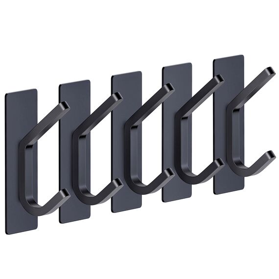 SAYONEYES Selbstklebende Handtuchhaken für Badezimmer, Wandtür, mattschwarz, SUS304 Edelstahl, starke Streifen, zum Aufkleben auf 3M-Wandhaken zum Aufhängen von Mantel, Hut, Tasche, Schlüssel, Jacke,
