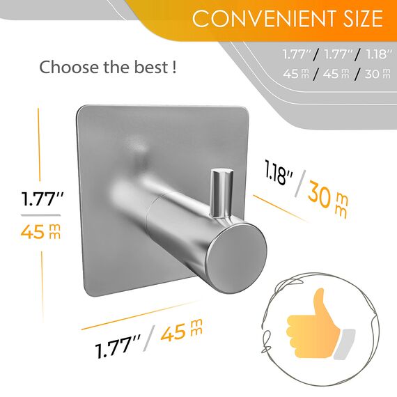 SAYONEYES Handtuchhaken aus gebürstetem Nickel, selbstklebend, für Badezimmer, Wandtür, SUS304 Edelstahl, starke Streifen, kleben auf 3M-Wandhaken zum Aufhängen von Mantel, Hut, Tasche, Schlüssel,