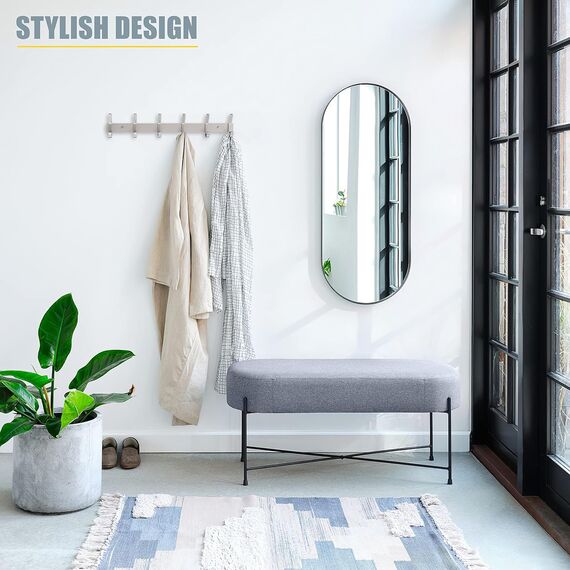 Sayoneyes Garderobe Wandmontage mit 6 Kleiderhaken zum Aufhängen 432 cm robuster SUS304 Edelstahl gebürstete Oberfläche wasserdicht Wandhaken für Badezimmer Küche Eingangsbereich (Silber 2 Stück)