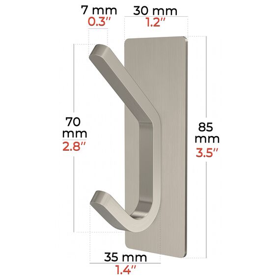 SAYONEYES Handtuchhaken aus gebürstetem Nickel, selbstklebend, für Badezimmer, Wandtür, SUS304 Edelstahl, starke Streifen, zum Aufkleben auf 3M-Wandhaken zum Aufhängen von Mantel, Hut, Tasche,