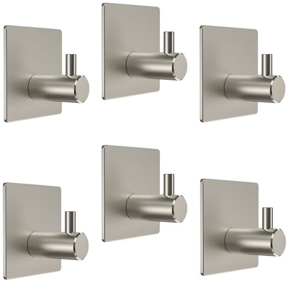 SAYONEYES Handtuchhaken aus gebürstetem Nickel, selbstklebend, für Badezimmer, Wandtür, SUS304 Edelstahl, starke Streifen, kleben auf 3M-Wandhaken zum Aufhängen von Mantel, Hut, Tasche, Schlüssel,