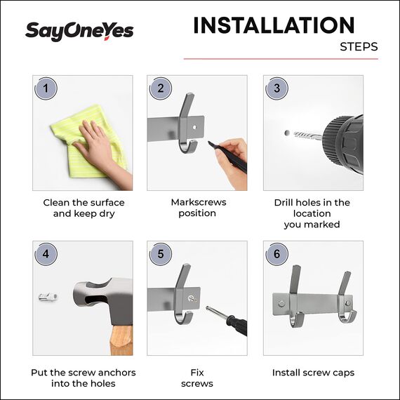 Kleine Garderobenleiste zur Wandmontage, gebürstetes Nickel, 15,2-cm-Edelstahl-Hakenleiste mit 2 strapazierfähigen Doppelhaken, für Eingangsbereich, Badezimmer, Schlafzimmer, Hut-Organizer, 2er-Pack
