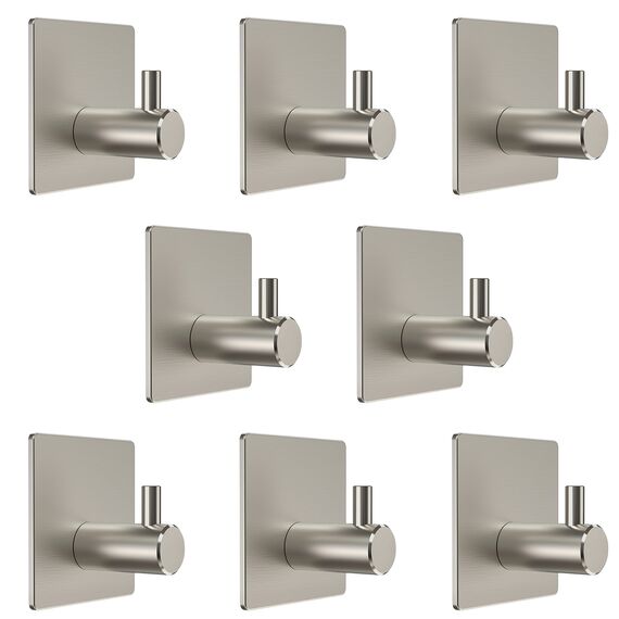 SAYONEYES Handtuchhaken aus gebürstetem Nickel, selbstklebend, für Badezimmer, Wandtür, SUS304 Edelstahl, starke Streifen, zum Aufkleben auf 3M-Wandhaken zum Aufhängen von Mantel, Hut, Tasche,