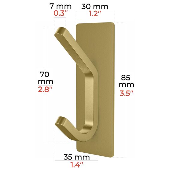 SAYONEYES Gebürstetes Gold Klebe Handtuchhaken für Badezimmer - SUS304 Edelstahl Wasserdicht Wandhaken mit Starken Klebebändern - 3M Handtuchhaken für Badezimmer, Schlafzimmer, Küche - 4 Pack
