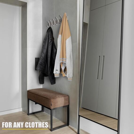 Sayoneyes Garderobe Wandmontage mit 6 Kleiderhaken zum Aufhängen 432 cm robuster SUS304 Edelstahl gebürstete Oberfläche wasserdicht Wandhaken für Badezimmer Küche Eingangsbereich (Silber 2 Stück)