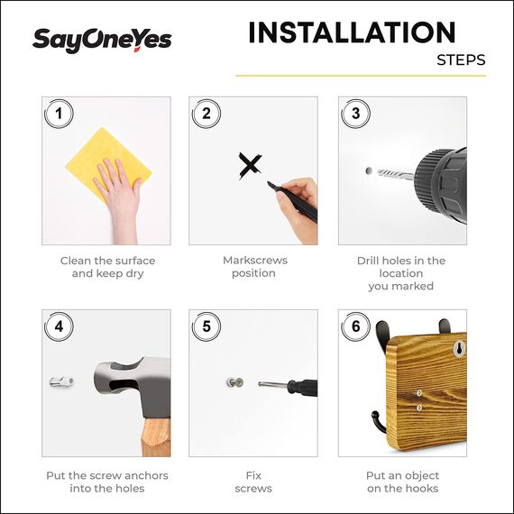 SAYONEYES Holzgarderobe Wandhalterung mit 10 Tri Kleiderhaken zum Aufhängen - 99 cm schweres Premium Massivholz Kiefer Holz - Wandhaken Rack für Badezimmer, Schlafzimmer, Eingangsbereich (Braun - 2