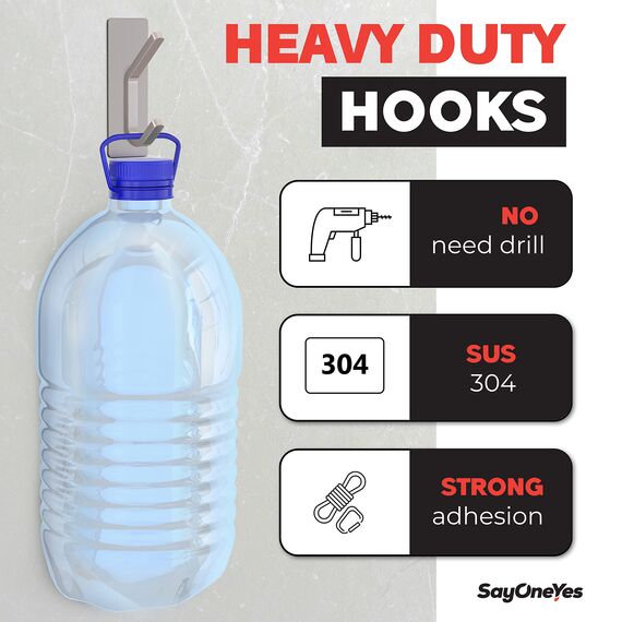 SAYONEYES Handtuchhaken aus gebürstetem Nickel, selbstklebend, für Badezimmer, Wandtür, SUS304 Edelstahl, starke Streifen, zum Aufkleben auf 3M-Wandhaken zum Aufhängen von Mantel, Hut, Tasche,