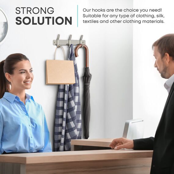 SAYONEYES Garderobenleiste Wandmontage mit 3 Kleiderhaken zum Aufhängen - 22,9 cm Heavy Duty SUS304 Edelstahl Gebürstete Oberfläche Wasserdicht - Wandhaken Rack für Badezimmer Küche Eingang (Silber)