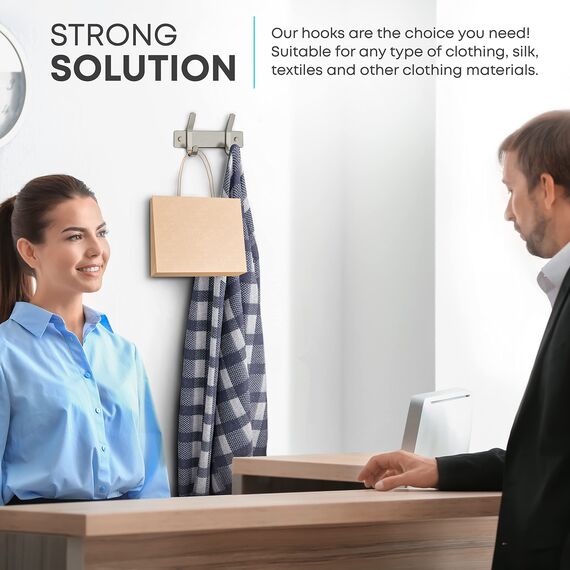 Kleine Garderobenleiste zur Wandmontage, gebürstetes Nickel, 15,2-cm-Edelstahl-Hakenleiste mit 2 strapazierfähigen Doppelhaken, für Eingangsbereich, Badezimmer, Schlafzimmer, Hut-Organizer, 2er-Pack