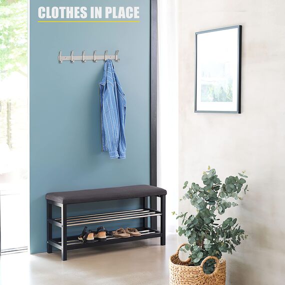 Garderobenleiste zur Wandmontage, gebürstetes Nickel, 43,2-cm-Edelstahl-Hakenleiste, 6 strapazierfähige Doppelhaken, für Eingangsbereich, Badezimmer, Schlafzimmer, Handtuch-, Hut-Organizer, 4er-Pack