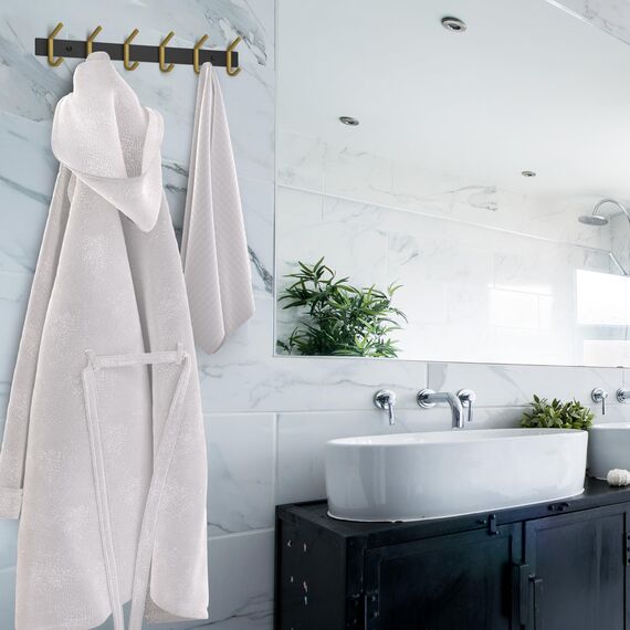 SAYONEYES Wandgarderobe - Schwarz und Gold Hakenleiste mit 6 Doppelgarderobenhaken, 43,2 cm Edelstahl-Wandhaken für Eingangsbereich, Badezimmer, Schlafzimmer, Schrank, Handtuch, Hut, Tasche, robuster