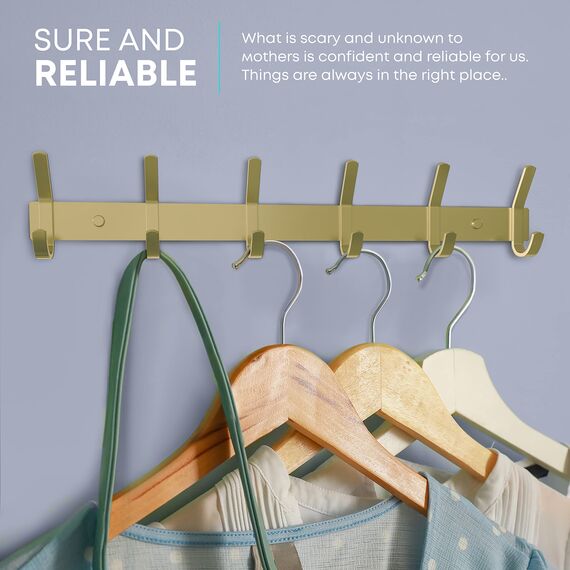 SAYONEYES Wandgarderobe mit 6 Doppelhaken zum Aufhängen, 43,2 cm, robuste SUS304 Edelstahl, rustikale Kleiderhaken, Hut, Kleidung, Geldbörse, Handtuch-Wandhaken, 2 Stück