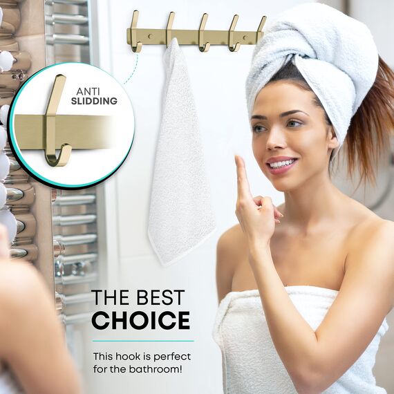 SAYONEYES Wandgarderobe mit 6 Doppelhaken zum Aufhängen, 43,2 cm, robuste SUS304 Edelstahl, rustikale Kleiderhaken, Hut, Kleidung, Geldbörse, Handtuch-Wandhaken, 2 Stück