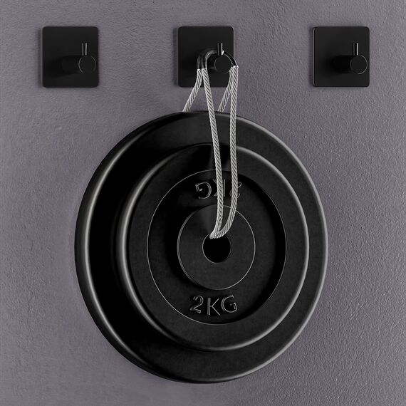 SAYONEYES Selbstklebende Handtuchhaken für Badezimmer, Wandtür, mattschwarz, SUS304 Edelstahl, starke Streifen, zum Aufkleben auf 3M-Wandhaken zum Aufhängen von Mantel, Hut, Tasche, Schlüssel, Jacke