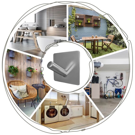 SAYONEYES Handtuchhaken aus gebürstetem Nickel, selbstklebend, für Badezimmer, Wandtür, SUS304 Edelstahl, starke Streifen, zum Aufkleben auf 3M-Wandhaken zum Aufhängen von Mantel, Hut, Tasche,