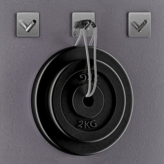 SAYONEYES Handtuchhaken aus gebürstetem Nickel, selbstklebend, für Badezimmer, Wandtür, SUS304 Edelstahl, starke Streifen, zum Aufkleben auf 3M-Wandhaken zum Aufhängen von Mantel, Hut, Tasche,