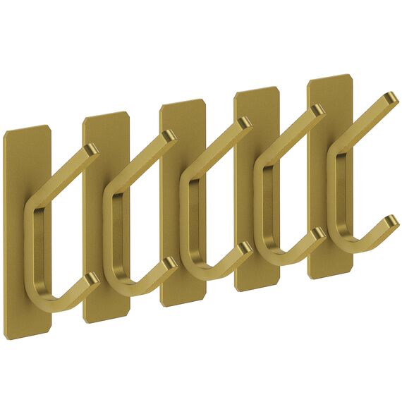 SAYONEYES Selbstklebende Handtuchhaken für Badezimmer, Wandtür, gebürstetes Gold, SUS304 Edelstahl, starke Streifen, kleben auf 3M-Wandhaken zum Aufhängen von Mantel, Hut, Tasche, Schlüssel, Jacke, 5