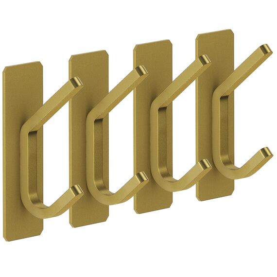 SAYONEYES Gebürstetes Gold Klebe Handtuchhaken für Badezimmer - SUS304 Edelstahl Wasserdicht Wandhaken mit Starken Klebebändern - 3M Handtuchhaken für Badezimmer, Schlafzimmer, Küche - 4 Pack