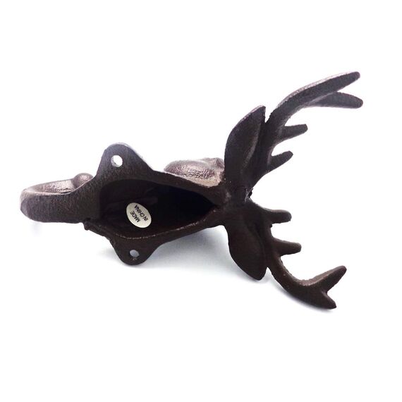 E-isata 2er Set Hirschschädel Haken aus Gusseisen,Home Bauernhaus Dekor Geschenk Vintage,Metall Garderobe Deko Wanddeko Kleiderhaken 11 * 7 * 16 CM