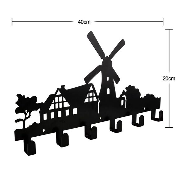 MATT SAGA Metall Wandgarderobe mit 6 Haken, Hakenleiste Kleiderhaken, Dekorative Wandhaken für Wohnzimmer, Küche, Bad, Aufbewahrung für Jacken, Hüte, Bademäntel, Handtücher, Schlüssel