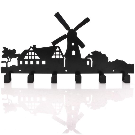 MATT SAGA Metall Wandgarderobe mit 6 Haken, Hakenleiste Kleiderhaken, Dekorative Wandhaken für Wohnzimmer, Küche, Bad, Aufbewahrung für Jacken, Hüte, Bademäntel, Handtücher, Schlüssel