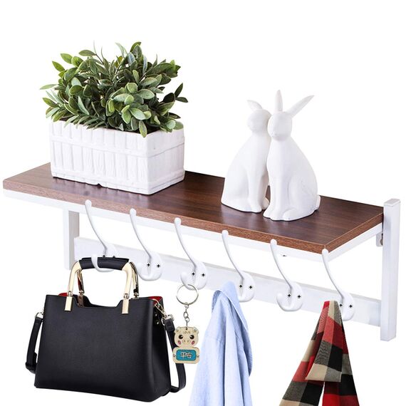 Doppelhaken für Mäntel, Schal, Tasche, Handtuch, Schlüssel, Kappe, Tasse, Hut, robust, doppelt, Wandmontage, 20 Schrauben, Retro-Doppelhaken weiß