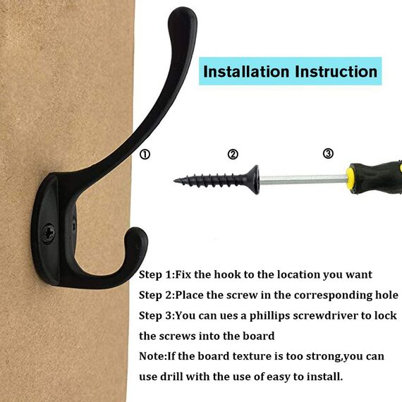 IBosins 30 Stück robuste Doppel-Kleiderhaken zur Wandmontage mit 60 Schrauben Retro-Doppelhaken, praktische schwarze Haken für Mantel, Schal, Tasche, Handtuch, Schlüssel, Kappe, Tasse, Hut