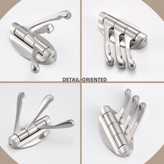 Angle Simple Badezimmer-Handtuchhaken, Metall, faltbar, drehbar, Kleiderhaken für Wand, gebürstetes Nickel