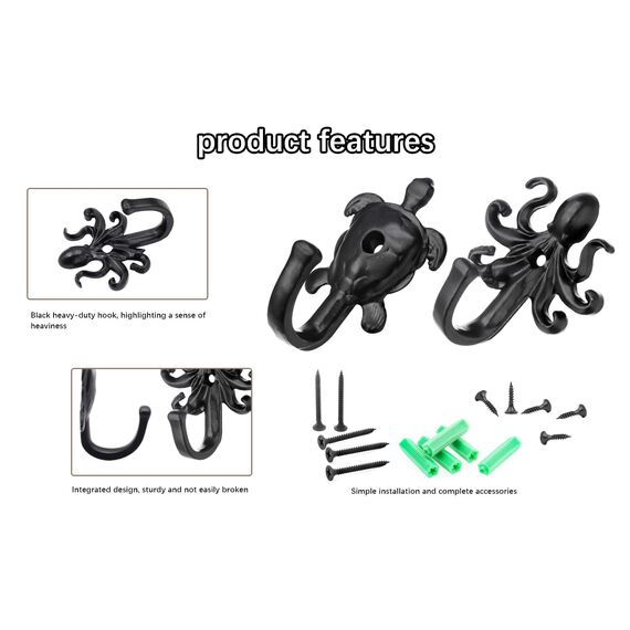 FANYUN 5 Stück Kleiderhaken Wandhaken, Schildkröte, dekorative Wandhaken, rustikaler Metallaufhänger für Handtuch, Schlüsselhalter, hängende Mäntel, Schals, Taschen, Geldbörsen, Rucksäcke,