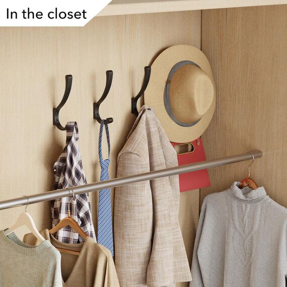 saffruff 4 Stück große Wandhaken zum Aufhängen, strapazierfähig, schwarze Kleiderhaken für Wand, Kleiderbügelhaken Wandmontage, Taschenhaken, Schraubhaken, Metall-Wandhaken zum Aufhängen von Mänteln,