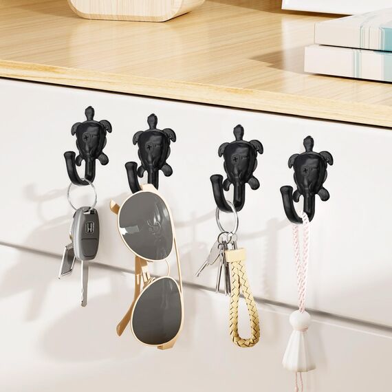 FANYUN 5 Stück Kleiderhaken Wandhaken, Schildkröte, dekorative Wandhaken, rustikaler Metallaufhänger für Handtuch, Schlüsselhalter, hängende Mäntel, Schals, Taschen, Geldbörsen, Rucksäcke,