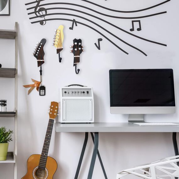 KUNGYO Dekorative Haken in Gitarrenform, zum Aufhängen von Kleidung, Mänteln, Handtüchern, Schlüsseln, Hüten, Metallharzhaken, Wandmontage, strapazierfähig, 3 Stück