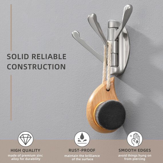 Angle Simple Drehbarer Handtuchhaken Faltbar Handtuchhaken 2 Stück Flexibler Haken Metall Handtuchhalter Bad Handtuchhalter Heavy Duty Garderobe für Badezimmer Wohnmobil Wandmontage Nickel gebürstet