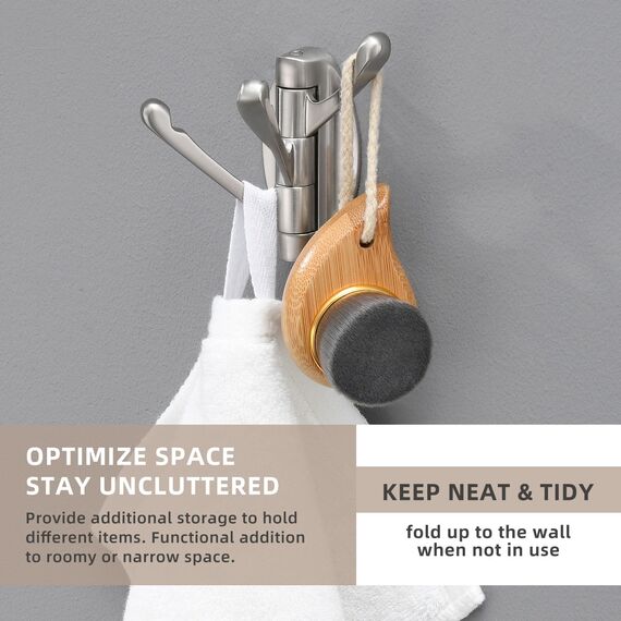 Angle Simple Badezimmer-Handtuchhaken, Metall, faltbar, drehbar, Kleiderhaken für Wand, gebürstetes Nickel